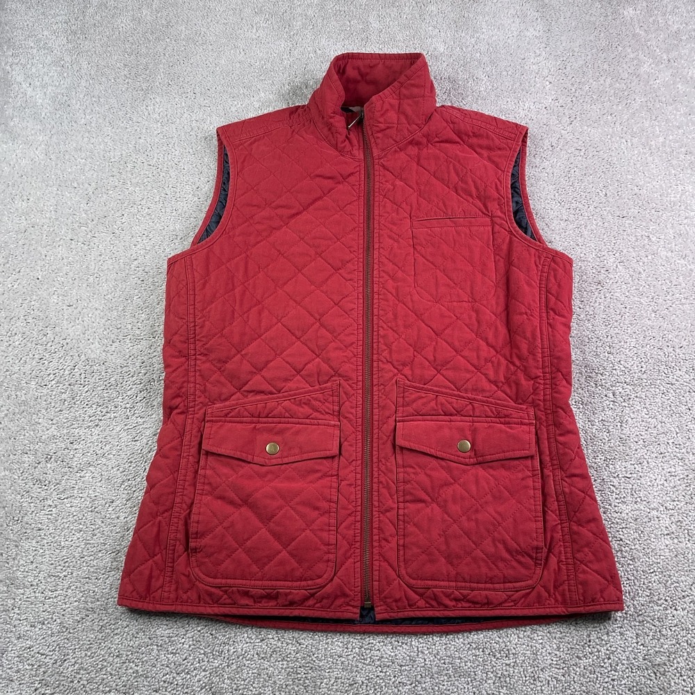 Duluth Vest Womens Medium Red Cortland Diamond Quilted Insulated Full Zip